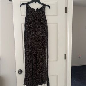 Adrianna Papell Brown Silk Polka Dot Midi Dress